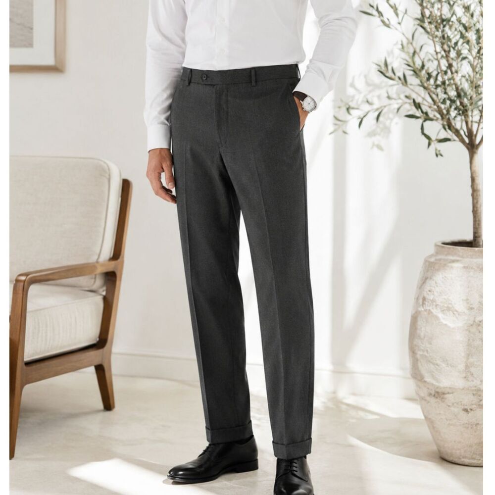 Pronto Uomo Couture Men's Gray 100% Wool Dress Pants 36x29 Business Trousers